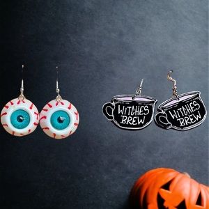 New 2 pair spooky Halloween eyeball witches brew party earrings